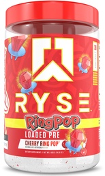 RYSE Loaded Pre Workout Powder - Ring Pop Cherry - Daily Pre-Workout für Männer und Frauen mit 325mg Koffein, Beta Alanine und Citrulline für Pumpe, Fokus und Energie - 30 Portionen