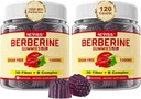 NEVISS Berberine Supplément 1500mg, Activateur AMPK avec Fibre Prébiotique 3G, B1 B3 B6, sans sucre Berberine HCL Gummies pour les femmes et les hommes - Supports système immunitaire, digestif, 2pack 120 Cts