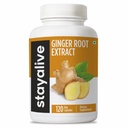 STAY ALIVE Pure Ginger Root Capsules 1000mg, 10:1 Extraktpulver mit 5% Gingerolen, 120 Pillen, extra Strength Root Powder, Vegan, Non-GMO und Gluten-Free Ginger Supplement
