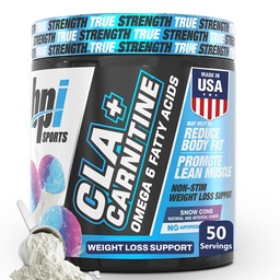 BPI Sports CLA + Carnitine – Acide linoléique conjugué – Formule de perte de poids – Métabolisme, Performance, Lean Muscle – Sans caféine – Pour les hommes et les femmes – Cône de neige – 50 portions – 12,34 oz.