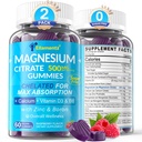Magnésium Citrate Gommies 500mg pour les femmes hommes Sans sucre, Magnésium Citrate pour Constipation.