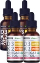 (4 Pack) Vitamin D3 K2 Tropfen Unflavored & Erdbeer Flavor Bundle - maximale Stärke Vitamin D Flüssigkeit 5000 IU mit MCT Öl Omega 3 - Keine Füllstoffe, Non-GMO Flüssigkeit D3 für Immununterstützung, 2 Fl Oz Jeder