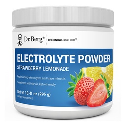 Dr Berg Zero Sugar Hydratation Poudre d'électrolyte Keto - Amélioré avec 1000 mg de potassium et de sel d'Himalaya rose réel (NOT Table Salt) - Supplément de boisson d'hydratation à base de citronnade de fraise - 50 portions
