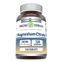 Formules étonnantes Magnésium Citrate de 200 Mg Comprimés Supplément Minéral de 200 Mg Non-GMO , sans gluten , Fabriqué aux États-Unis (1 Pack, 120 Compte)