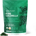 Plan vital Comprimés de Chlorelle pure - supplément de Chlorelle Pyrénoidosa cultivée au soleil par le Dr Bill Rawls avec mur cellulaire cassé - Chlorelle organique avec/chlorophylle, mur cellulaire cassé et sans remplissage (1000 onglets)