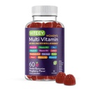 Gommies multivitamines pour femmes Viteey - Soutien immunitaire - 12 en 1 Vitamines et minéraux essentiels - Vitamine A, C, D3, E, B6, B12, Acide folique, Biotine, Calcium, Zinc et plus - Végétarien - Aromatisé aux framboises