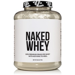 NAKED Whey 5LB 100% Grass Fed Unflavored Whey Protein Powder - Only 1 Ingredient, NSF Certified, Undenatured, Gluten Free, Soy Free, Promote Muscle Growth and Recovery - 76 Servings