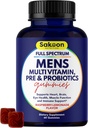 Sakoon Ernährung Männer Multivitamin Gummis mit Probiotika und Präbiotika, Erwachsene Multivitamin A, C, D, E, B & Mehr, Unterstützung Immune, Energie, Gesundheit, 60 Zähler
