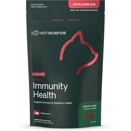 VetriScience Lysine Immunity Health Chews, 250 mg Lysine Plus Supplément immunitaire pour chats et chatons avec allergies, éternuement, nez runny et yeux aqueux, poulet, 90 Compte