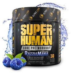 ALPHA LION Core Pre Workout w/Creatine for Performance, Beta Alanine for Muscle, Powder, L-Citrulline for Pump & Tri-Source Caféine for Sustained Energy (30 portions, Blue Raspberry Flavor)