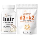 Micro-ingrédients Vitamine D3 5 000iu + K2 100mcg Softgels & Vitamines capillaires Capsules complexes Bundle 2 Pack