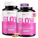 GOBIOTIX Peau et ongles de cheveux Supplément de vitamine - 10000mcg Pilules de biotine avec acide hyaluronique, folate, fer, magnésium et zinc - Production de collagène, croissance des cheveux - 60 portions