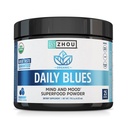 Zhou Daily Blues - Poudre de Spiruline Bleue Organique, Supplément Algae Energy pour Smoothie, Mélange de boisson végétalien - Blueberry Flavor, 4,22 oz (25 portions)