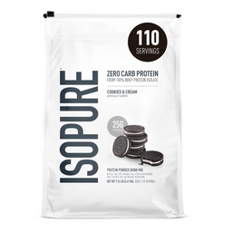 Isopure Zero Carb 100% reine Whey Isolate Protein Pulver, Lactosefrei, Glutenfrei, mit Vitaminen, Cookies & Cream, 25g Protein Per Serving, 7,5 Lbs, 110 Servierungen (Verpackung Mai Vary)