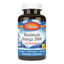 Carlson - Maximum Omega 2000, 2000 mg Omega-3 Fettsäuren einschließlich EPA und DHA, Wild-Caught, Norwegian Fish Oil Supplement, Sustainable Sourced Fish Oil Capsules, Lemon, 60 Softgels