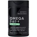 Sport Research® Vegan Omega 3-6-7-9 - 1200 mg Multi-Spectrum Omega Fatty Acids Certified Non-GMO Formel mit Sea Buckthorn & Borage Oil - 90 Veggie Softgels