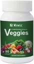 Veggies -Whole Food Supplement with Super-Food Vegetables for Women, Men, and Kids-90 Veggie Capsules with High Vitamins & Minerals. (Veggies 1 Pack)