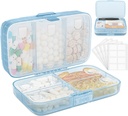 FYY Weekly Pill Organizer with labels,8 Compartiments Travel Daily Pill Case Etanche à l'humidité Grande boîte à pilule pour tenir les vitamines, huile de poisson, suppléments, swab de coton et bandages-bleu