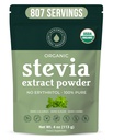 Poudre de Stevia 100% pure biologique, 4 oz, Satisfaits Cravates sucrées, Abaisse les niveaux de sucre dans le sang pour les diabétiques, Adoucisseur d'extrait de Stevia en vrac en poudre pour une meilleure cuisson et boissons, 800+ portions par NatriSweet