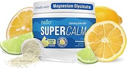 Nello Supercalm Powdered Drink Mix, Citron Lime, L Theanine, Ksm-66 Ashwagandha, Magnésium Glycinate, Vitamine D 3, Suppléments pour la relaxation et la concentration, Naturel, Pas de sucre, Non OGM, 30 Srvgs