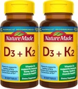 Nature Made Vitamin D3 K2, 5000 IU (125 mcg) Vitamin D, Dietary Supplement for Bone, Teeth, Muscle and Immune Health Support, 30 Softgels, 30 Day Supply - Pack of 2