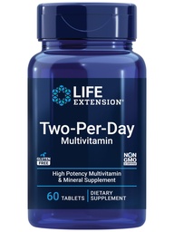Prolongation de la durée de vie de deux par jour multivitamine – Dose quotidienne de vitamines et minéraux pour les hommes et les femmes - Supplément de vitamine essentielle complet pour l'énergie, la santé – Sans gluten – Non-OGM – 60 comprimés