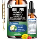 16-in-1 Bio Mullein Tropfen für Lunge | Mullein Blatt Extrakt w/Oil von Oregano mit schwarzem Samenöl | Non-GMO&Gluten Free Respiratory Health Liquid Drops | Mullein Supplement Cleanse für Raucher
