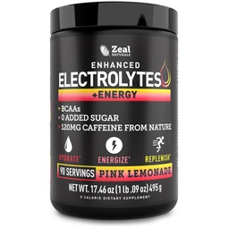 Pre-Workout Elektrolyt + Energy Powder Drink Mix (90 Servierungen | Pink Lemonade) w/ 0 Zucker + BCAAs +B-Vitamins Elektrolyt-Ergänzung mit Kalium Zink & Magnesium für Hydration - Keto Elektrolyte