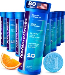 NoMoreDrinks Anti Alcohol Craving Supplement | Liver Detox & Combat Cravings | Energy Support Alcohol Replacement Drink | Organic Milk Thistle Supplement & Dandelion Root & 5HTP | (80) Energy Pills