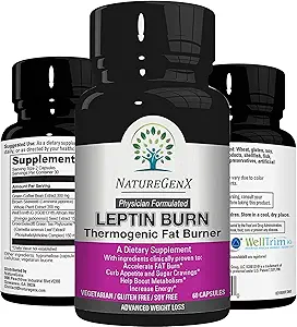 Leptin Burn - Thermogénique Fat Burner, Suppresseur d'appétit, Booster d'énergie et de métabolisme Booster pour la perte de poids - pilules de régime qui fonctionnent rapidement pour les femmes et les hommes - 60 pilules minces, sans gluten
