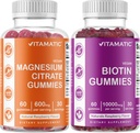 Gommies de Magnésium Vitamatique et Gommies de Biotine - 60 Vegan compte chaque