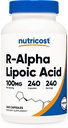 Nutricost Acide lipoïque R-Alpha 100mg, 240 Capsules - Végétaux, végétaliens, non OGM, sans gluten