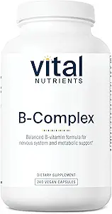 Vital Nutrients Vitamin B-Complex | Vegan High-Potency Methylated B Complex Vitamins | B Vitamins Support Energy Production, Metabolism, and Heart Health* | Gluten, Dairy, Soy Free | 240 Capsules
