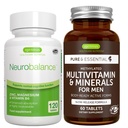 Neurobalance + Multivitamine & Minéraux pour hommes Ensemble végétalien, Zinc à haute absorption, supplément Magnésium et B6 + Multivitamine à libération prolongée par Igennus
