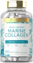 Collagène marin Carlyle pour la peau et les ongles de cheveux 250 Caplets de Peptides pour les femmes et les hommes de type I avec du calcium