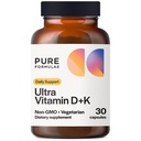 Vitamine D3 K2 Vitamine 5000 UI - VIT D3 K2 Supplément pour l'absorption de calcium, la force osseuse, le soutien de la fonction cardiovasculaire et immunitaire, sans soja, sans OGM 30 capsules végétariennes