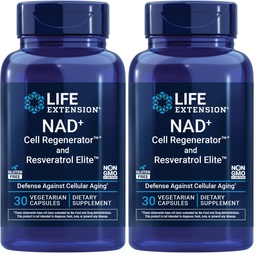 Durée de vie NAD+ Régénérateur cellulaire et résvératrol Elite, NIAGEN nicotinamide riboside, Trans-resvératrol, quercétine, fisétine, pour Longévité, énergie et stress oxydatif, 30 Capsule végétarienne