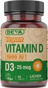 EVA Vitamine végétale supplément D3 - Comprimé une fois par jour avec 1000 UI - Cholecalciferol - Dérivé de la plante de lichen - 90 petits comprimés