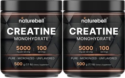 NatureBell 2 Pack Creatine Monohydrat Pulver 500g, 5.000mg pro Servieren | Micronized, Pure & Unflavored | Vor-Workout Muskelunterstützung | Keto, Vegan, Filler-Free | 200 Servierungen (2.2 lb)