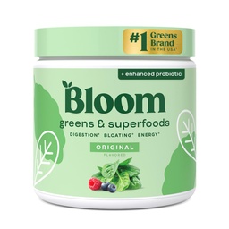 Bloom Nutrition Superfood Greens Poudre, Enzymes digestifs avec probiotiques et prébiotiques, Gut Health, Bloating Relief pour les femmes, Chlorella, Mélange de jus vert avec poudre de racine de betterave, 30 SVG, Original