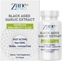 Zane - Capsules d'ail noir vieilli - Système immunitaire, pression artérielle et cholestérol - Moins d'odeur - Plus efficace que l'allicine - 60 Capsules Non-OGM, Gluten - Lactose - Sans parabène.
