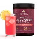 Alimentation ancienne Peptides de collagène hydrolysés Poudre avec probiotiques, Lémonade de fraise Protéine de collagène multiple pour les femmes et les hommes avec vitamine C, 45 portions, soutient la peau et les ongles, Gut Health, 18