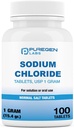 Puregen Labs Chlorure de sodium Comprimés 1 gm (1000 mg), USP15,4gr.)