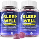 Gommies de sommeil sans mélatonine avec glycinate de magnésium, GABA, 5-HTP, L-Theanine, Valérien, Camomille, Baume de citron, Vitamine D3 et B6 - Hormone et drogue- Sans, non-Habit Forming,2 Pack
