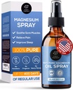 Huile de spray de magnésium biologique pour les pieds, le sommeil et les muscles douloureux – 100% pur ancien Zechstein Mg Chloride, formule topique pour la relaxation naturelle, massage corporel, crampes des jambes et soulagement de l'entraînement