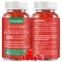 Haute absorption Calcium Magnésium Zinc Gommies, Supplément de zinc sans sucre Calcium Magnésium avec D3.
