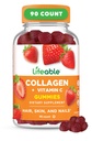 Collagène Lifeable Peptides Gummies de 100mg avec de la vitamine C de grands suppléments de collagène de dégustation de la peau végétarienne et des ongles Gummies de collagène pour adultes, hommes, femmes de 90 Gummies