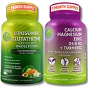 SUPPLEMENTS STUDIO Liposomale Glutathione 500mg Angereichert mit Bio- Ganzes Lebensmittel + Pflanzenbasiertes Calcium, Magnesium, Zink, D3 & K2 mit Kurkuma – Vegan, Non-GMO, Clean Daily Wellness Support