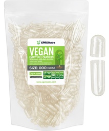 XPRS Nutra Vegan Größe 000 Leere Kapseln - 1000 Count klare leere Vegan Kapseln - Vegetarisch - DIY Gemüse Kapsel Füllung - Veggie Pillen Pillen