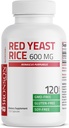 Bronson Red Yeast Riz 600 MG Monascus Purpureus Herbal Health, Non-OGM, 120 Capsules